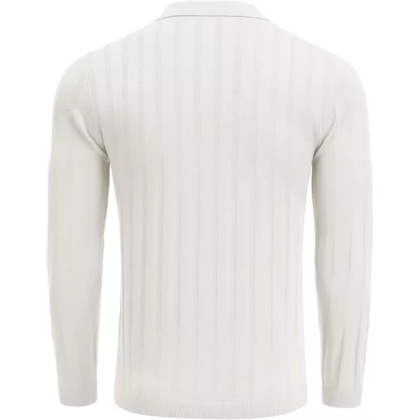 COOFANDY Men's Knit Polo Shirt Casual Long Sleeve Polo Sweater Dress Collar Polo Classic Golf Shirts