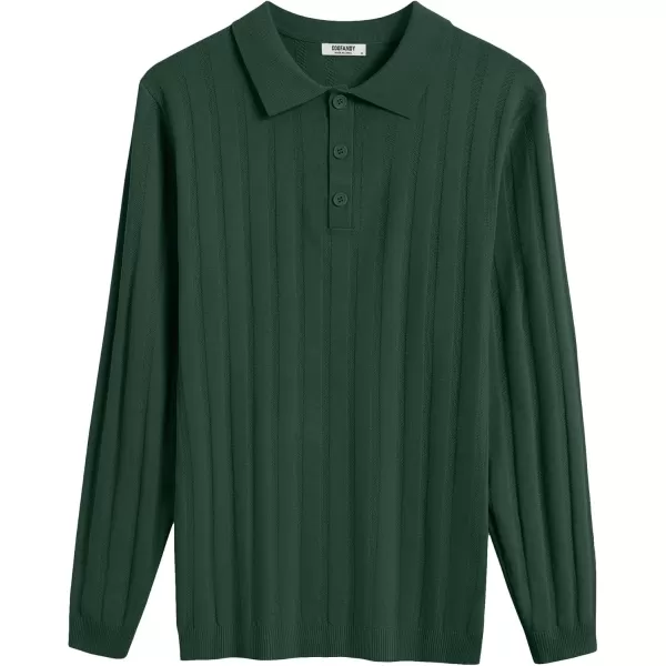 COOFANDY Men's Knit Polo Shirt Casual Long Sleeve Polo Sweater Dress Collar Polo Classic Golf Shirts