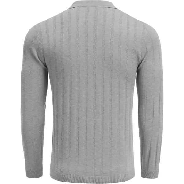 COOFANDY Men's Knit Polo Shirt Casual Long Sleeve Polo Sweater Dress Collar Polo Classic Golf Shirts