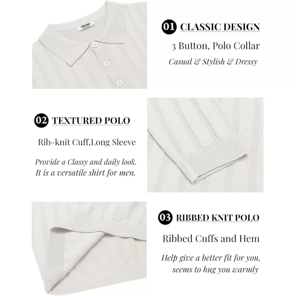 COOFANDY Men's Knit Polo Shirt Casual Long Sleeve Polo Sweater Dress Collar Polo Classic Golf Shirts