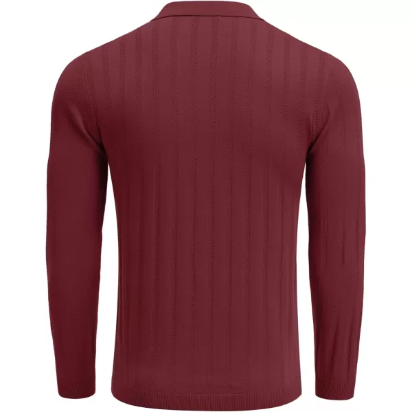 COOFANDY Men's Knit Polo Shirt Casual Long Sleeve Polo Sweater Dress Collar Polo Classic Golf Shirts