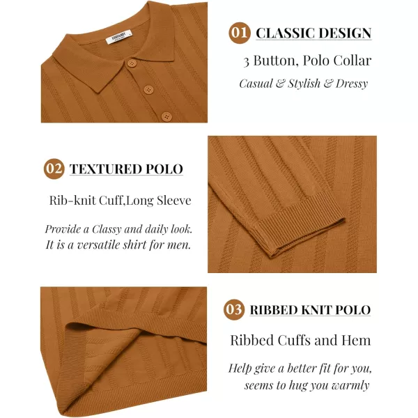 COOFANDY Men's Knit Polo Shirt Casual Long Sleeve Polo Sweater Dress Collar Polo Classic Golf Shirts