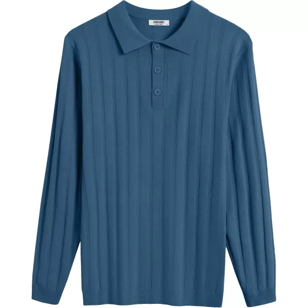 COOFANDY Men's Knit Polo Shirt Casual Long Sleeve Polo Sweater Dress Collar Polo Classic Golf Shirts