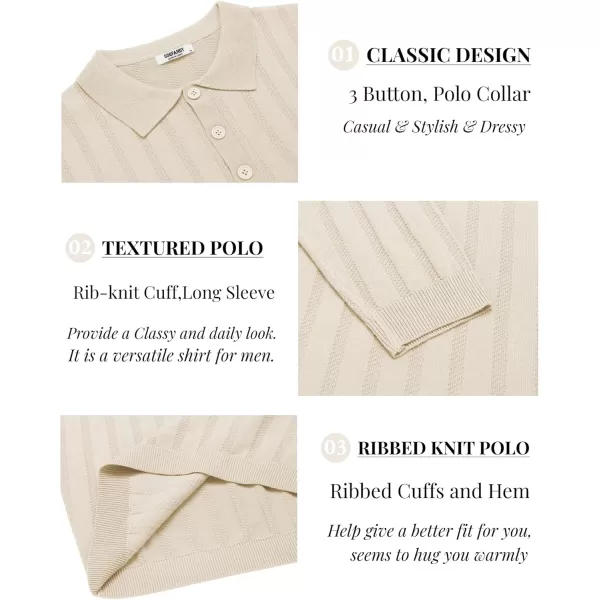 COOFANDY Men's Knit Polo Shirt Casual Long Sleeve Polo Sweater Dress Collar Polo Classic Golf Shirts