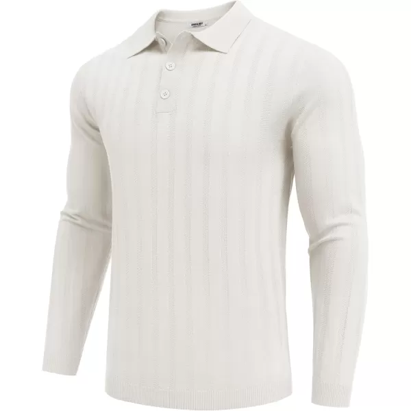 COOFANDY Men's Knit Polo Shirt Casual Long Sleeve Polo Sweater Dress Collar Polo Classic Golf Shirts