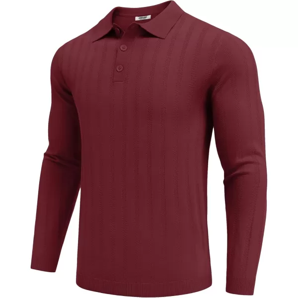 COOFANDY Men's Knit Polo Shirt Casual Long Sleeve Polo Sweater Dress Collar Polo Classic Golf Shirts