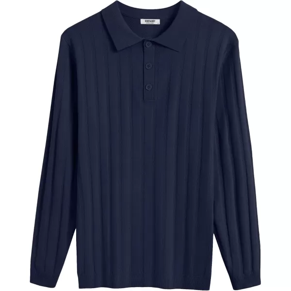COOFANDY Men's Knit Polo Shirt Casual Long Sleeve Polo Sweater Dress Collar Polo Classic Golf Shirts