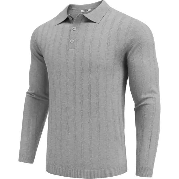 COOFANDY Men's Knit Polo Shirt Casual Long Sleeve Polo Sweater Dress Collar Polo Classic Golf Shirts