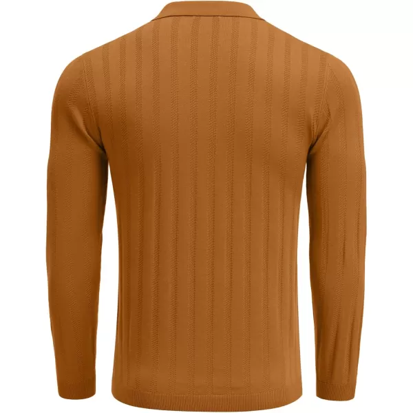 COOFANDY Men's Knit Polo Shirt Casual Long Sleeve Polo Sweater Dress Collar Polo Classic Golf Shirts