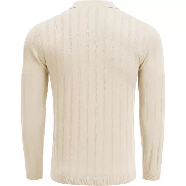 COOFANDY Men's Knit Polo Shirt Casual Long Sleeve Polo Sweater Dress Collar Polo Classic Golf Shirts
