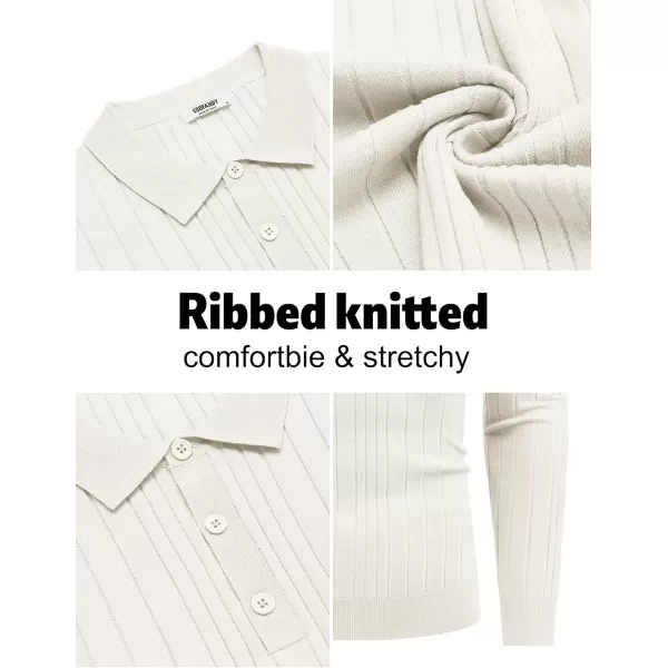 COOFANDY Men's Knit Polo Shirts Long Sleeve Casual Button Down Ribbed Polo Shirt Fashion Golf Shirts