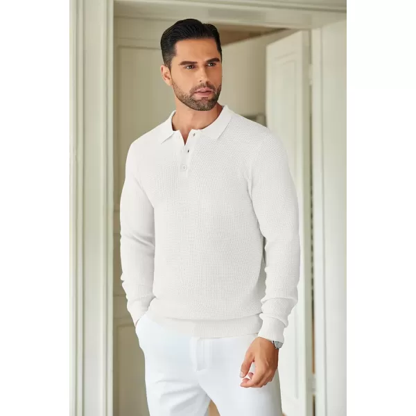 COOFANDY Mens Knit Polo Shirts Long Sleeve Sweater Casual Polo Shirts Lightweight Collared T Shirts