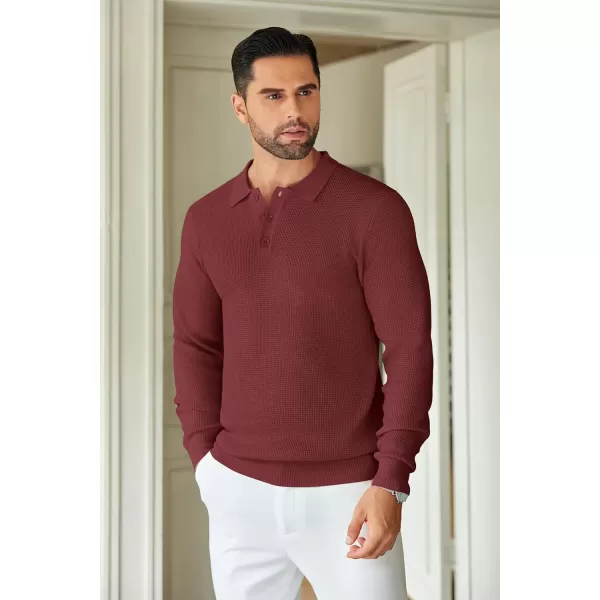 COOFANDY Mens Knit Polo Shirts Long Sleeve Sweater Casual Polo Shirts Lightweight Collared T Shirts