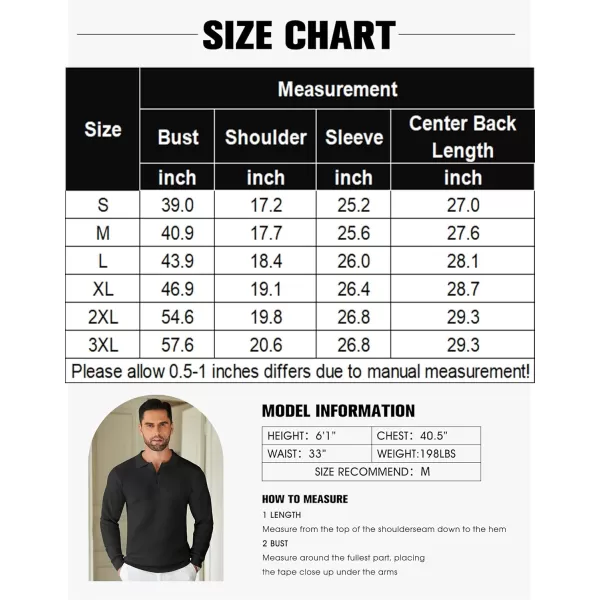 COOFANDY Mens Knit Polo Shirts Long Sleeve Sweater Casual Polo Shirts Lightweight Collared T Shirts