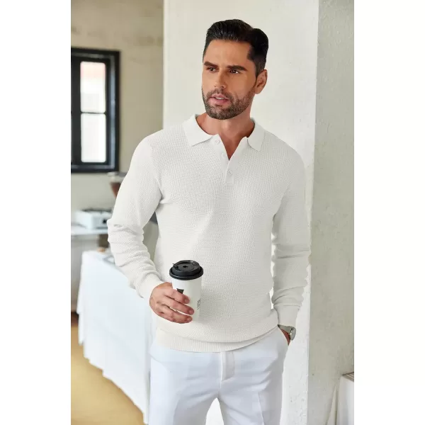 COOFANDY Mens Knit Polo Shirts Long Sleeve Sweater Casual Polo Shirts Lightweight Collared T Shirts