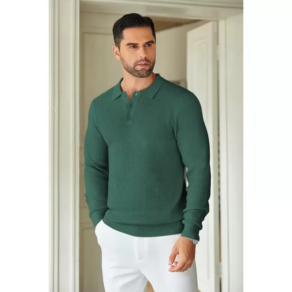 COOFANDY Mens Knit Polo Shirts Long Sleeve Sweater Casual Polo Shirts Lightweight Collared T Shirts