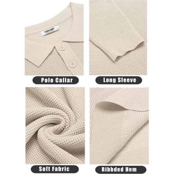 COOFANDY Mens Knit Polo Shirts Long Sleeve Sweater Casual Polo Shirts Lightweight Collared T Shirts