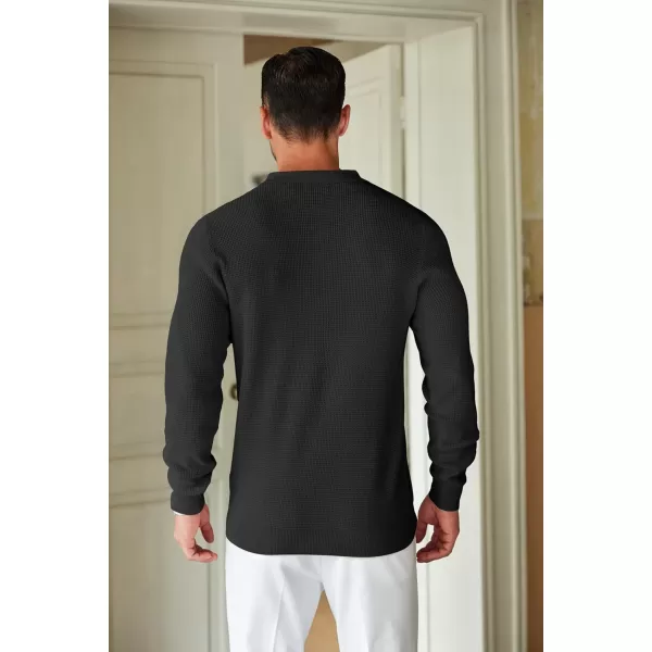 COOFANDY Mens Knit Polo Shirts Long Sleeve Sweater Casual Polo Shirts Lightweight Collared T Shirts