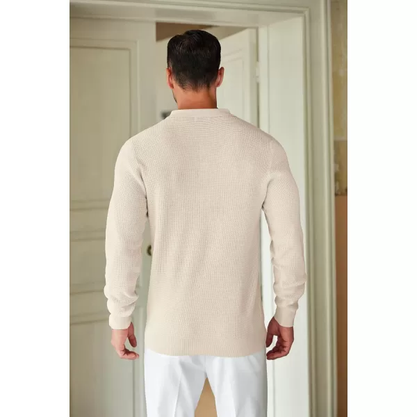 COOFANDY Mens Knit Polo Shirts Long Sleeve Sweater Casual Polo Shirts Lightweight Collared T Shirts