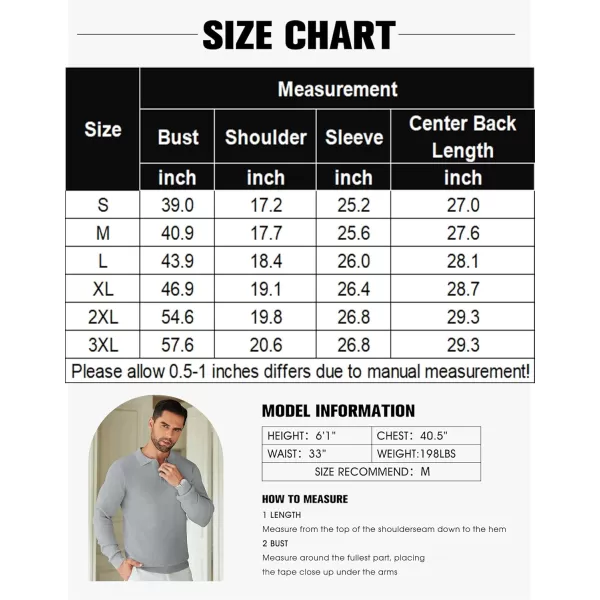 COOFANDY Mens Knit Polo Shirts Long Sleeve Sweater Casual Polo Shirts Lightweight Collared T Shirts