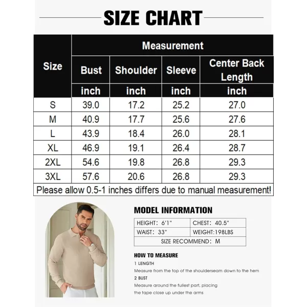 COOFANDY Mens Knit Polo Shirts Long Sleeve Sweater Casual Polo Shirts Lightweight Collared T Shirts