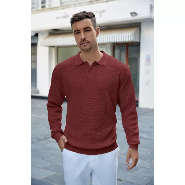 COOFANDY Mens Knit Polo Shirts Long Sleeve Sweater Casual Polo Shirts Lightweight Collared T Shirts