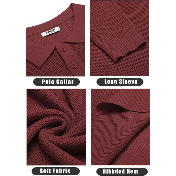 COOFANDY Mens Knit Polo Shirts Long Sleeve Sweater Casual Polo Shirts Lightweight Collared T Shirts