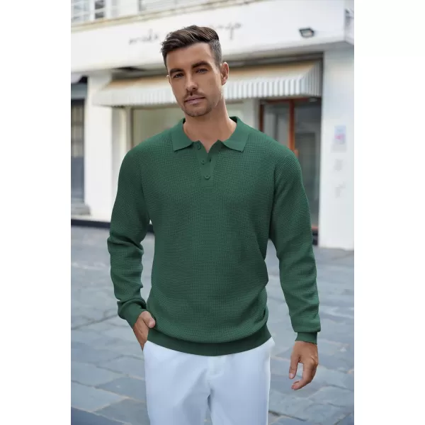 COOFANDY Mens Knit Polo Shirts Long Sleeve Sweater Casual Polo Shirts Lightweight Collared T Shirts