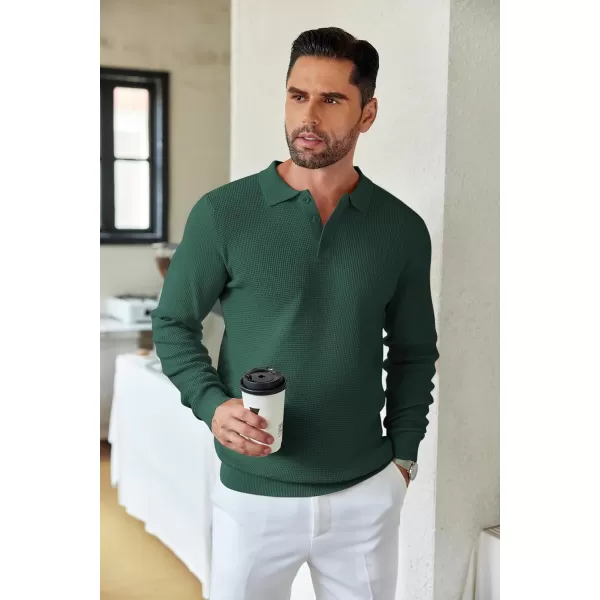 COOFANDY Mens Knit Polo Shirts Long Sleeve Sweater Casual Polo Shirts Lightweight Collared T Shirts