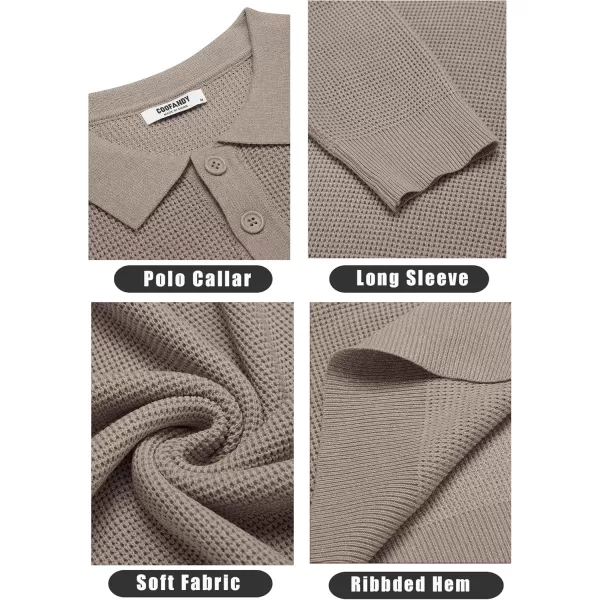 COOFANDY Mens Knit Polo Shirts Long Sleeve Sweater Casual Polo Shirts Lightweight Collared T Shirts