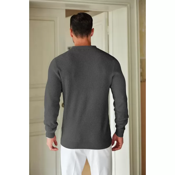 COOFANDY Mens Knit Polo Shirts Long Sleeve Sweater Casual Polo Shirts Lightweight Collared T Shirts