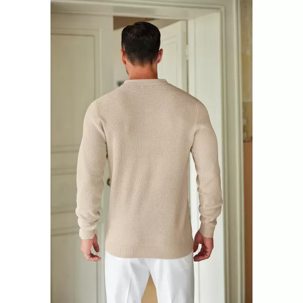 COOFANDY Mens Knit Polo Shirts Long Sleeve Sweater Casual Polo Shirts Lightweight Collared T Shirts