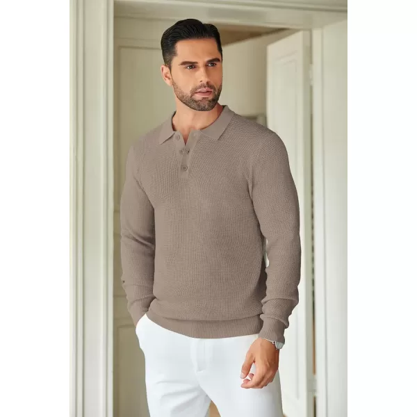 COOFANDY Mens Knit Polo Shirts Long Sleeve Sweater Casual Polo Shirts Lightweight Collared T Shirts