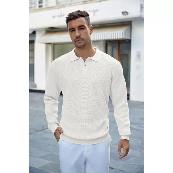 COOFANDY Mens Knit Polo Shirts Long Sleeve Sweater Casual Polo Shirts Lightweight Collared T Shirts