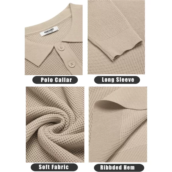 COOFANDY Mens Knit Polo Shirts Long Sleeve Sweater Casual Polo Shirts Lightweight Collared T Shirts