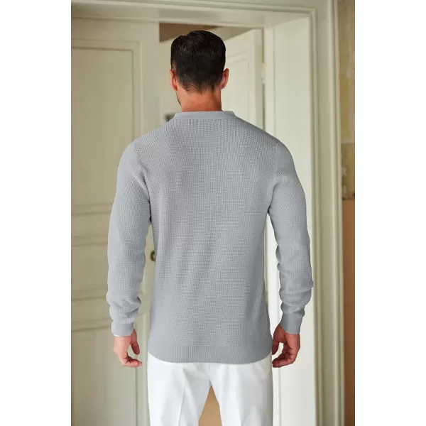 COOFANDY Mens Knit Polo Shirts Long Sleeve Sweater Casual Polo Shirts Lightweight Collared T Shirts