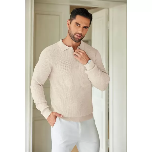 COOFANDY Mens Knit Polo Shirts Long Sleeve Sweater Casual Polo Shirts Lightweight Collared T Shirts