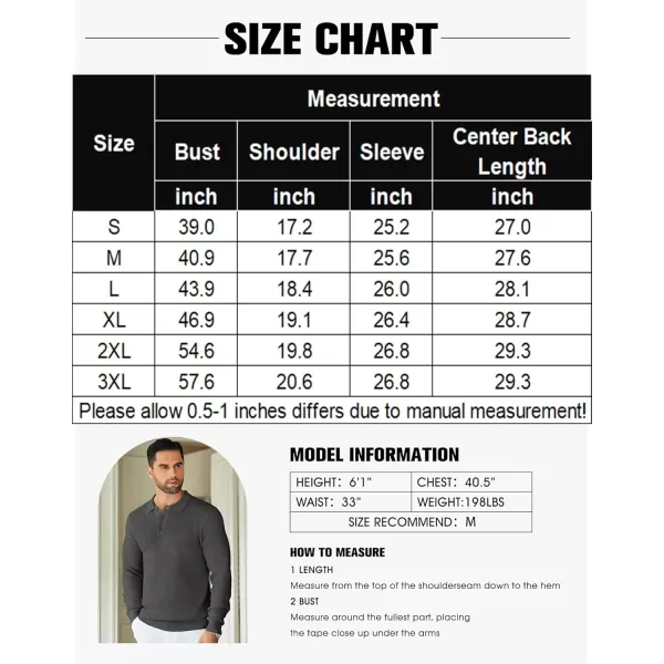 COOFANDY Mens Knit Polo Shirts Long Sleeve Sweater Casual Polo Shirts Lightweight Collared T Shirts