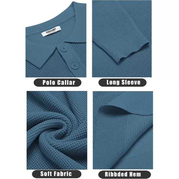 COOFANDY Mens Knit Polo Shirts Long Sleeve Sweater Casual Polo Shirts Lightweight Collared T Shirts