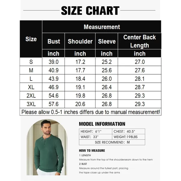 COOFANDY Mens Knit Polo Shirts Long Sleeve Sweater Casual Polo Shirts Lightweight Collared T Shirts