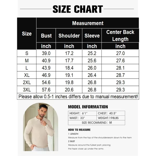COOFANDY Mens Knit Polo Shirts Long Sleeve Sweater Casual Polo Shirts Lightweight Collared T Shirts