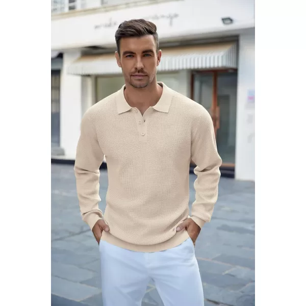 COOFANDY Mens Knit Polo Shirts Long Sleeve Sweater Casual Polo Shirts Lightweight Collared T Shirts