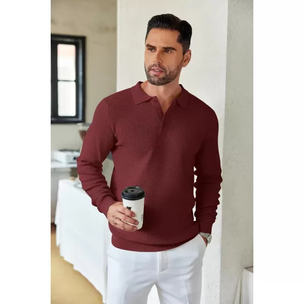 COOFANDY Mens Knit Polo Shirts Long Sleeve Sweater Casual Polo Shirts Lightweight Collared T Shirts