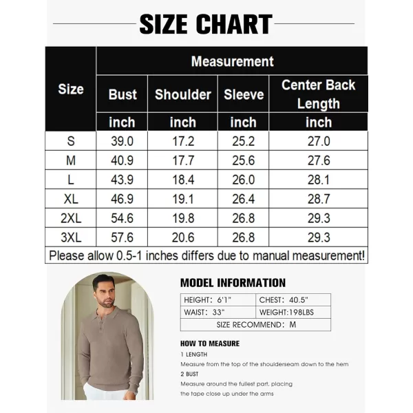 COOFANDY Mens Knit Polo Shirts Long Sleeve Sweater Casual Polo Shirts Lightweight Collared T Shirts