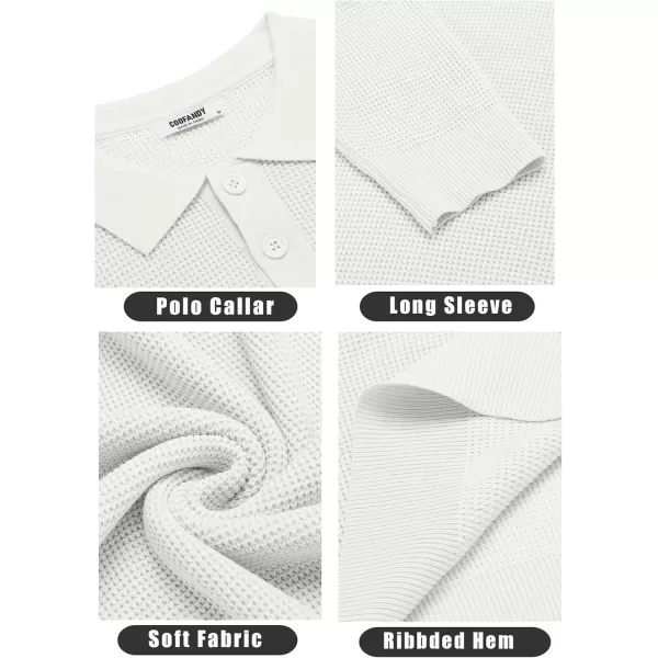 COOFANDY Mens Knit Polo Shirts Long Sleeve Sweater Casual Polo Shirts Lightweight Collared T Shirts