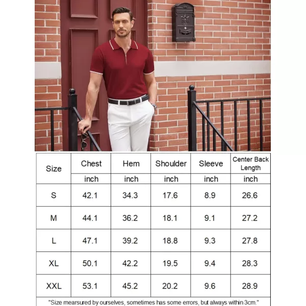 COOFANDY Mens Knit Polo Shirts Short Sleeve Quarter Zip Polo Casual Collar T Shirts Retro Polo Shirt Classic Golf Shirt