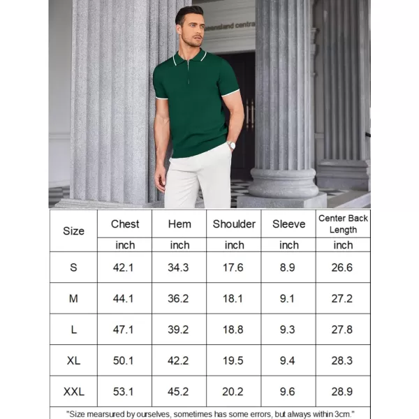 COOFANDY Mens Knit Polo Shirts Short Sleeve Quarter Zip Polo Casual Collar T Shirts Retro Polo Shirt Classic Golf Shirt