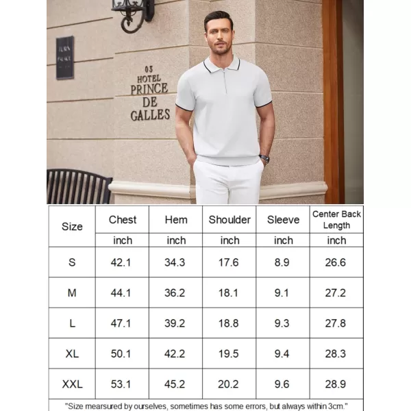 COOFANDY Mens Knit Polo Shirts Short Sleeve Quarter Zip Polo Casual Collar T Shirts Retro Polo Shirt Classic Golf Shirt