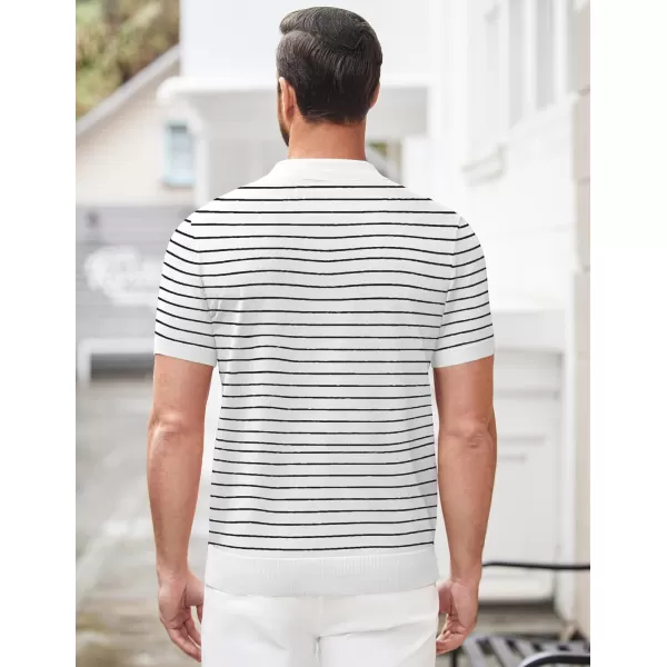 COOFANDY Mens Knit Polo Shirts Short Sleeve Quarter Zip Polo Casual Collar T Shirts Retro Polo Shirt Classic Golf Shirt)