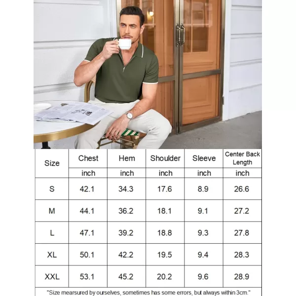 COOFANDY Mens Knit Polo Shirts Short Sleeve Quarter Zip Polo Casual Collar T Shirts Retro Polo Shirt Classic Golf Shirt